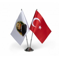 Çiftli Krom Atatürk Masa Bayrağı