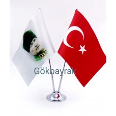 Atatürk Kalpaklı Masa Bayrağı