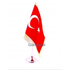 Tekli Türk Masa  Bayrağı (simli)