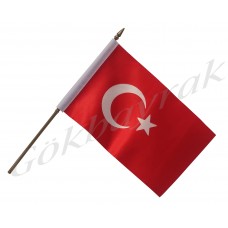 Sopalı Saten Türk Bayrağı (15x22.5 cm)